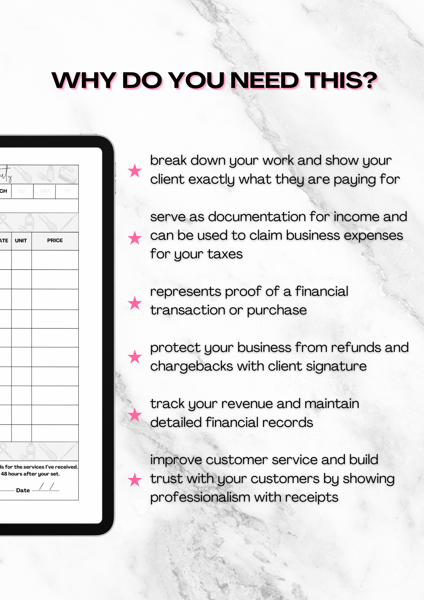 Nail Tech Cash Sale Receipt