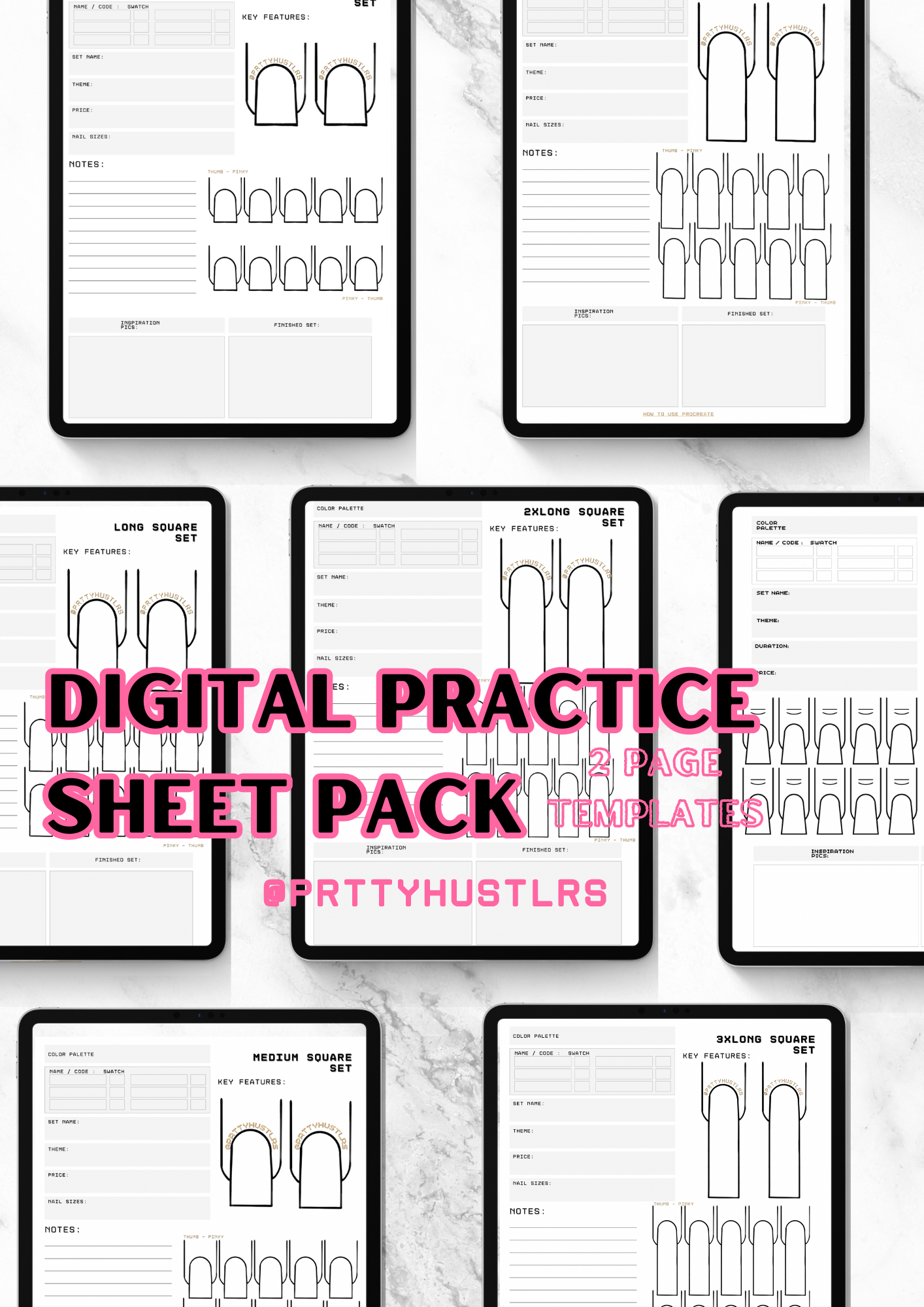 Digital Nail Practice Sheets Pack